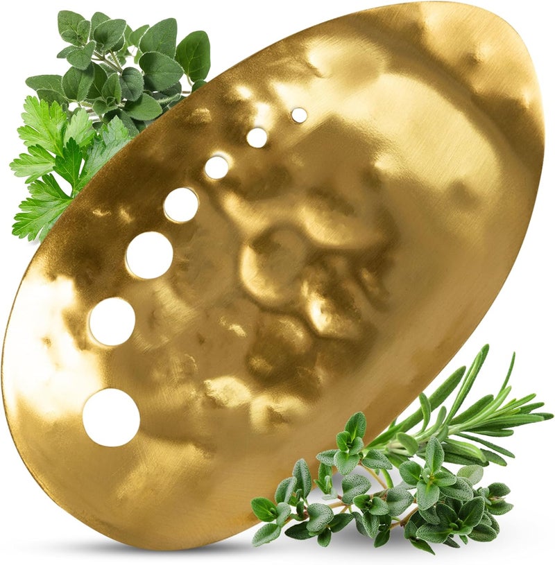 Ash Harbor Brass Herb Stripper Bowl 7 Hole Sizes Shred & Catch Herbs & Greens 5.5 x 3.5 In. AH-STBS-2023 - Image 1